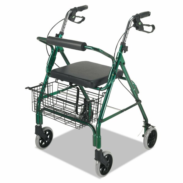 Dmi Ultra Lightweight Rollator, Adjusts 33.75 in. to 38 in., 300 lb Capacity, Green 501-1012-1200